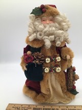 VTG Old World Santa Tree Topper Bag and wreath red velour tan fir - £23.74 GBP