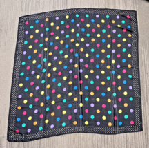 Just a Colorful Polk a Dot on Black Background Scarf 31&quot; Hand Rolled Edge - $31.22 CAD