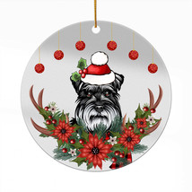 Funny Miniature Schnauzer Dog Wreath Christmas Ornament Acrylic Deer Anlter Gift - £13.18 GBP