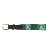 Needlepoint and Leather Country Club Crest KBA Monogram Golf Belt Men&#39;s ... - £22.25 GBP