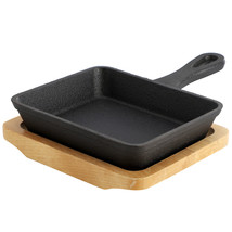MegaChef Mini Cast Iron Square Pan with Wood Tray - $45.05