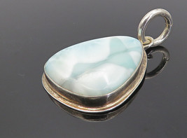 925 Sterling Silver - Vintage Cabochon Cut Larimar Minimalist Pendant - PT6284 - $47.40