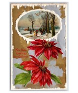 Happy New Year From California Poinsettias Icicle Border Embossed Postca... - $3.91