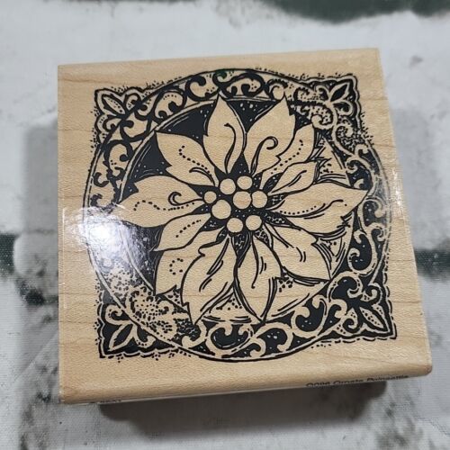Vintage Stampendous Christmas Rubber Stamp Ornate Poinsettia #Q906 2001  - £7.72 GBP