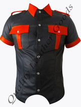 Handmade Leather Leder Cuir Military Shirt Coloured Uniform Fancy Costume - £91.16 GBP