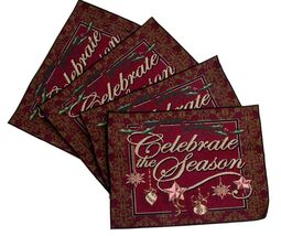 Celebrate the Season Placemats Set of 4 Hemmed Woven Made in USA by Simp... - $12.86
