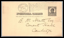 1909 US Postal Card - Cambridge, Massachusetts to Conant Hall, Cambridge, MA J4 - £2.34 GBP