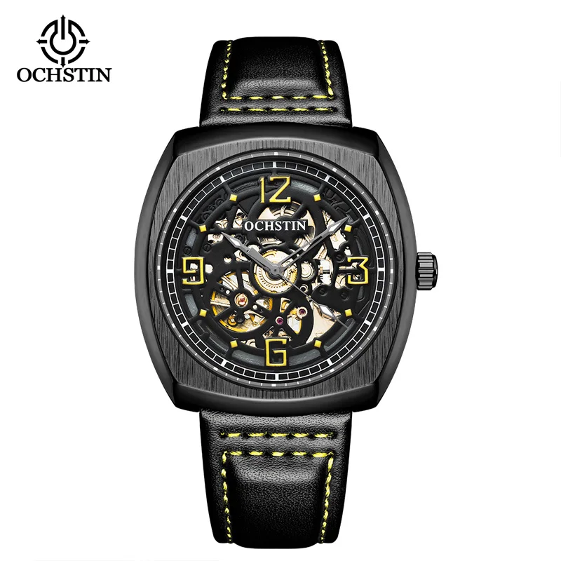 OCHSTIN Mens Automatic Watches Skeleton Steampunk Mechanical Leather Male   Vint - £39.28 GBP