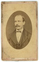 Antique CDV Circa 1870&#39;S Handsome Man Mustache, Suit Tie Thomas Hamburg Germany - £7.44 GBP
