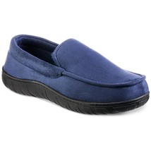 Totes Toasties Men&#39;s Memory Foam Rubber Soles Slippers, NAVY BLUE, M - $21.77