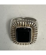 Sterling Silver .925 Square Black Onyx Signed JM Thailand Size 8 Ring 14g - $48.53 CAD