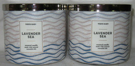 White Barn Bath &amp; Body Works 3-wick Scented Candle Lot Set of 2 LAVENDER SEA - £50.60 GBP