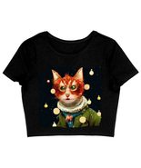 Christmas Print Women&#39;s Cropped T-Shirt - Themed Crop Top - Cat Crop Tee... - £22.31 GBP