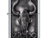 Zippo Lighter - Bull Skull Satin Chrome - 853793 - $26.06