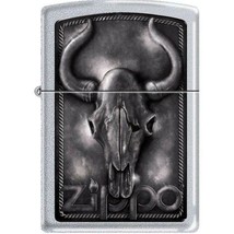 Zippo Lighter - Bull Skull Satin Chrome - 853793 - £20.83 GBP