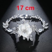 Romatic Delicate Bracelet Setting Clear Zirconia with Sea Shell Flower Lovely Gi - £26.87 GBP