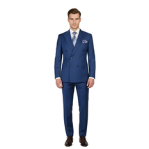 Men Suit BERLUSCONI Turkey 100% Italian Wool 180's Double Breasted #Ber22 Blue image 3
