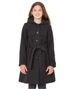 Rothschild Girls Trench Coat Black Dress Belted Pockets Buttons Heavyweight - $88.36 CAD
