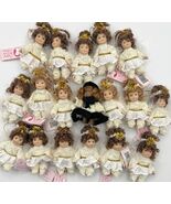Vtg Cameo Kids Angel Dolls Lot of 18 Ornaments Porcelain 3&quot; Feathers Bis... - $47.75 CAD