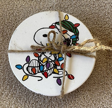 P EAN Uts Snoopy Christmas Holiday Thirsty Stone Coasters 4 Assorted New 4” - £18.86 GBP