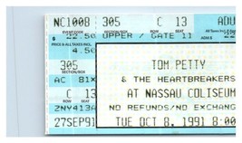 Tom Petty &amp; The Heartbreakers Ticket Stub Octobre 8 1991 Uniondale de Ne... - £32.53 GBP