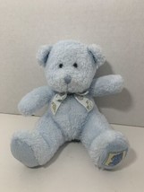 Russ Berrie Baby small plush blue first teddy bear rattle stocking patch... - $13.50