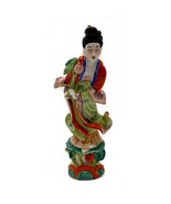 Lotus Pond Guan Yin Chinese Republic Famille Rose Porcelain Statues 1960... - £18.48 GBP