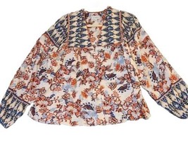 Evereve Penny Floral Wrap Floral Boho Open Front Top M/L Linen Rayon Blend - $52.95