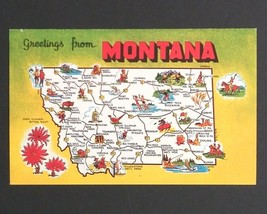 Montana State Map Large Letter Greetings Dexter Press c1960s UNP Postcar... - $4.99
