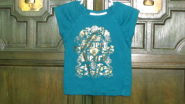 TEDDY BOOM, CARTER&#39;S  two 3T girls pullover tops blue turquoise w/gold (baby 14) - £3.89 GBP