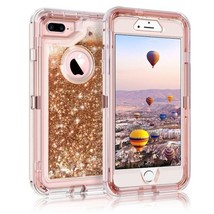 for iPhone X/Xs Transparent Heavy Duty Glitter Quicksand Case w/ Clip ROSE GOLD - £5.39 GBP