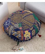 Indian Round Floor Pillow Vintage Bohemian Patchwork Cushion Cover Color... - $651.74 MXN
