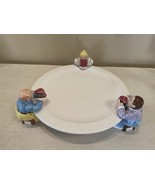 Vintage 1997 Lotus Handcrafted Footed Ceramic Cake Plate W 3 People Chub... - $115.41 CAD