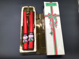 AVON Vintage Christmas Set Of 2 Dapper Snowman Fragranced Taper Candles 10&quot; - $92.07 MXN