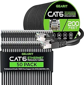 GearIT 50Pack 3ft Cat6 Ethernet Cable &amp; 200ft Cat6 Cable - $289.99