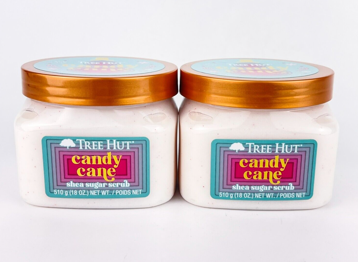 Primary image for Tree Hut Holiday Exclusive Candy Cane Shea Sugar Body Scrub 18oz Each Lot Of 2
