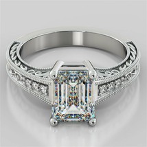 2.15Ct Filigree Solitaire Engagement Ring White Gold Plated LC Moissanite - £61.05 GBP