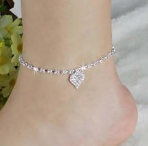 14K White Gold Over 4.00Ct Round Cut Simulated Diamond Tennis  Anklet  W... - £53.80 GBP