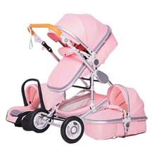 Luxury 3 in 1 Light Pink Baby Bassinet Carriage Stroller Travel System A... - $295.02