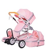 Luxury 3 in 1 Light Pink Baby Bassinet Carriage Stroller Travel System A... - £232.07 GBP