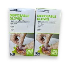 Disposable Clear Gloves Plastic Polyethylene 1000 Latex Free Food -2 Box of 500 - £8.93 GBP
