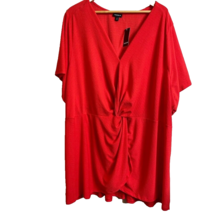 Torrid Womens Red Tunic Top Blouse Short Sleeve Size 6 Faux Wrap Elastic Back - £23.29 GBP