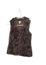 Dylan True Grit Size XS Vest Brown Faux Fur Open Front Soft Collared - £18.34 GBP