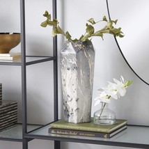 Black, 7&quot; X 7&quot; X 14&quot;, Deco 79 Ceramic Faux Marble Vase. - $35.92