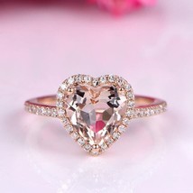 Heart Shape Morganite Engagement Ring,18K Gold,Anniversary &amp; Christmas Gift Ring - £1,084.16 GBP
