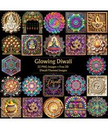 Glowing Diwali Clipart Bundle: Lightbox Style Illustrations + Bonus Phot... - $1.75
