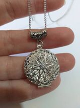 Victorian locket necklace silver necklace filigree necklace pendant neck... - $618.72 MXN