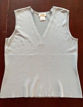 Talbots Silk Blend V Neck Sweater Vest Tank To Blouse Light Blue, Size L - £13.37 GBP