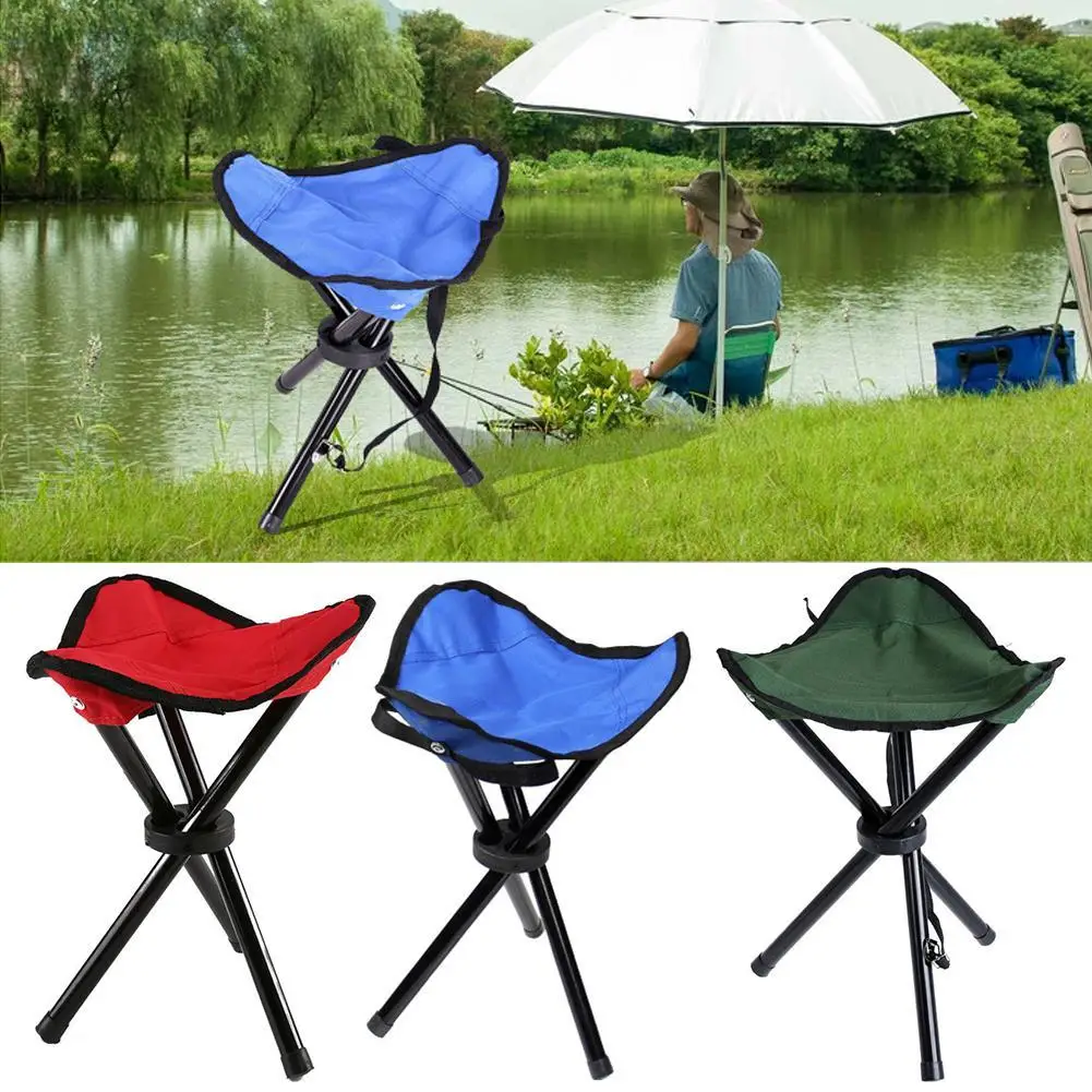 Folding Camping Chair Foldable Three Feet Beach Chair Portable Tripod Stool - £12.47 GBP