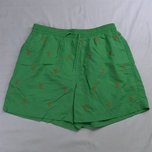 Polo Ralph Lauren XL x 6&quot; Green All Over Moniker Mesh Lined Swim Trunks Shorts - £31.46 GBP